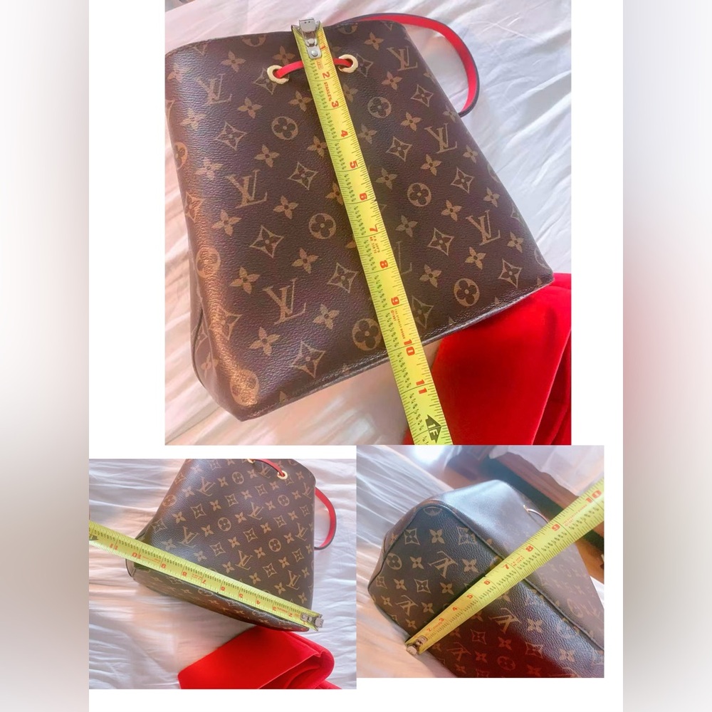 LouisVuitton NeoNoe Monogram Canvas Red Bucket Bag Organizers Gently Lucky Charm - Picture 15 of 16